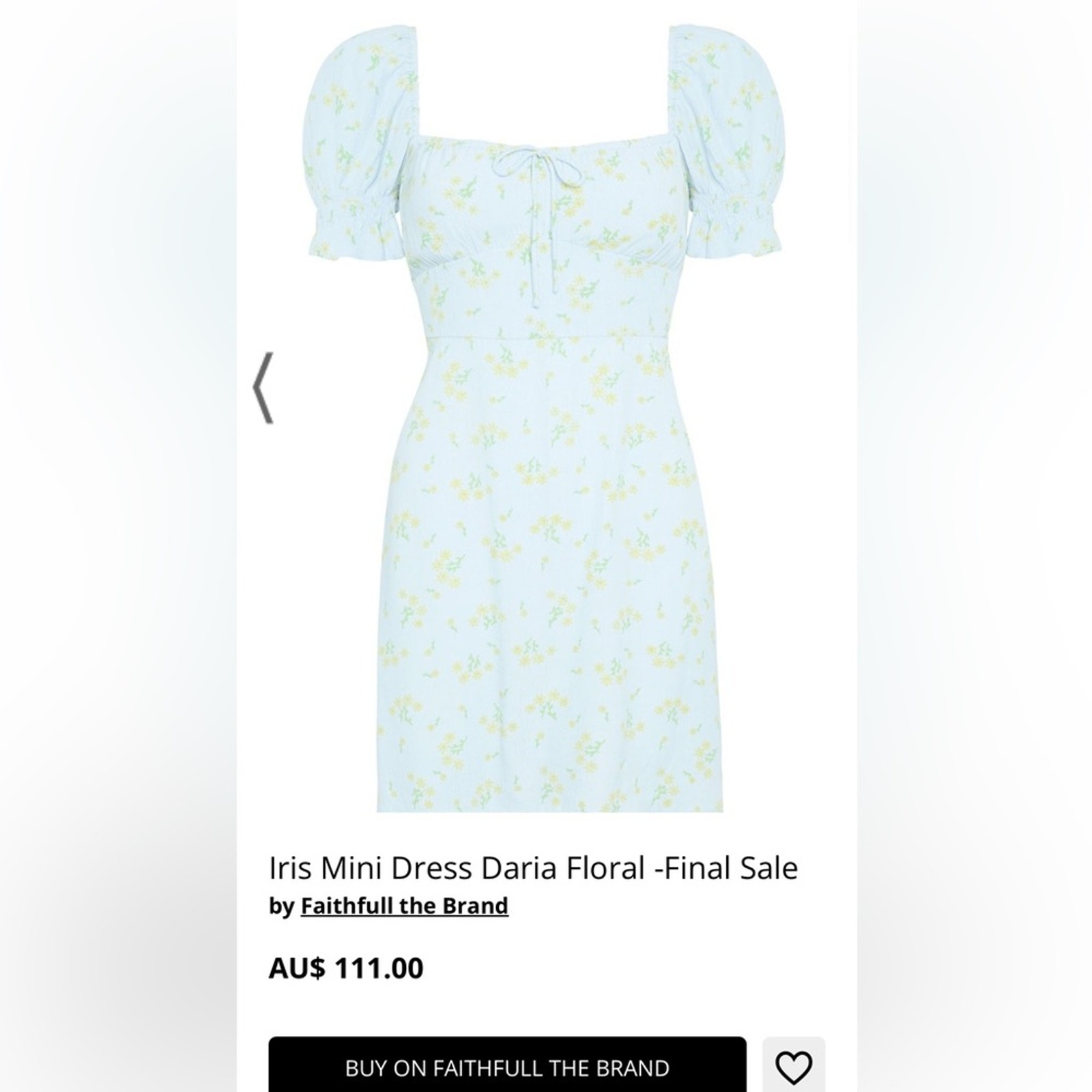Faithfull The Brand Blue Flora Flutter Sleeve Sundress  Nwt  Msrp 111